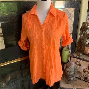 Denim & Company Orange 💯% Cotton blouse